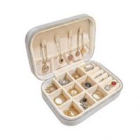 Étui de rangement cosmétique portable multifonction écologique en velours à motif géométrique vintage avec fermeture éclair pour maquillage et bijoux