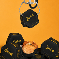 Scatola di Carta Personalizzata per Fast Food, Confezione Esagonale in Cartone per Hamburger, Grado Alimentare, Nera