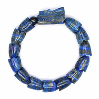 Mode En Gros Bijoux Pierre Naturelle Améthyste Lapis Lazuli Rose Quartz Noir Obsidienne Chinois Dragon Tête Bracelet pour Hommes