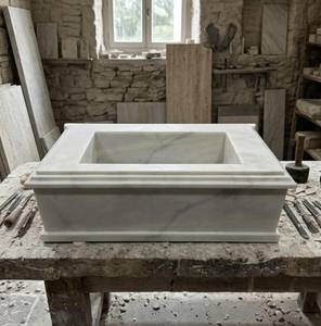 Lavabo de Pared de Mármol Blanco |   Lavabo Flotante de Piedra Natural Hecho a Mano |   Baño Personalizado, Duradero y Ecológico - Product Image 4