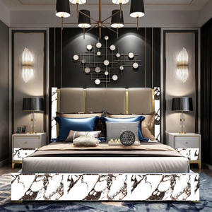 <span class=keywords><strong>Lit</strong></span> double en bois moderne avec rangement confortable, rembourré en cuir, pour chambre à coucher, taille reine ou king - Product Image 3