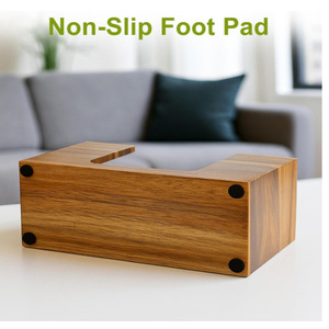 Wooden <b>Paper</b> Towel Box Rectangular Dark Brown Solid Color Bathroom Countertop Storage Household <b>Kitchen</b> Use - Product Image 5