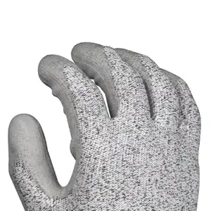 Anti-Cut Level 5 Schutz Sicherheit Arbeit Schnitt beständige Handschuhe mit PU-beschichteter Handfläche