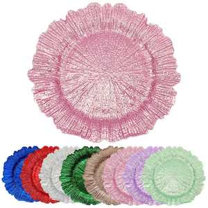 Platos Base Decorativos de Plástico Irrompible de 13 Pulgadas, Color Rosa Arrecife, para Decoración de Bodas y Fiestas Nupciales - Product Image 1