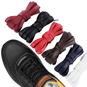 Kustom lebar 8mm 0.7-2m panjang Putih Hitam lebih pilihan warna tahan air dikepang datar tali sepatu katun - Product Image 5