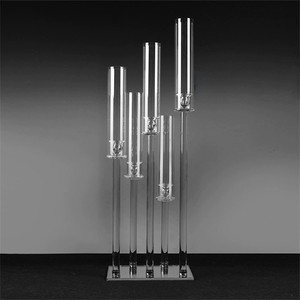 High Quality Large Crystal Wedding Candle Holder 9 Arms Candelabra Tall Tube Clear <strong>Glass</strong> <strong>Candlestick</strong> for Table Centerpieces - Product Image 5