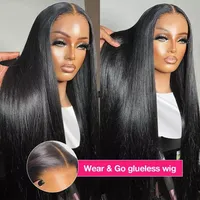 Vente en gros perruques de dentelle droites cheveux humains pré-plumés cheveux indiens bruts 13x4 HD perruques de dentelle frontale transparente pour les femmes noires