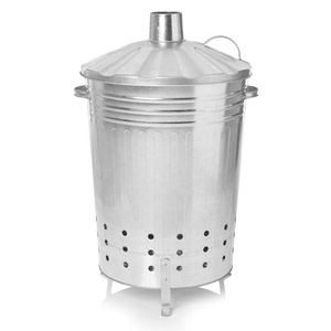 Portatile 90l acciaio zincato combustione foglie di carta di legno pattumiera rifiuti giardino bruciatore inceneritore bidone del fuoco - Product Image 1