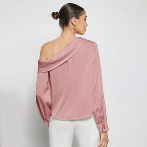 Chemise <span class=keywords><strong>à</strong></span> manches longues <span class=keywords><strong>à</strong></span> épaules dénudées pour femmes, nouvelle mode printemps-automne, couleur unie, é<span class=keywords><strong>l</strong></span>égante, coupe ample, pour le bureau, les fêtes, les tenues décontractées - Product Image 4