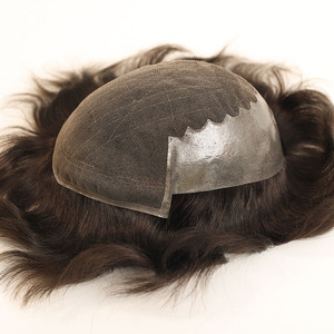 Protesi capillare da <span class=keywords><strong>uomo</strong></span> in capelli umani indiani, con base in pizzo e PU, sistema Q6. - Product Image 1