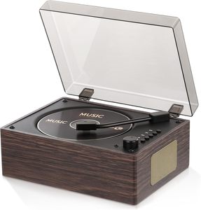 Tocadiscos de Madera para V5.0 con Altavoz Integrado de 10W, Control de Botones, Adaptador de CA para Uso en Interiores, Reproductor de CD - Product Image 1