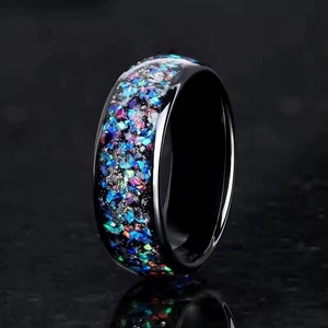 Anello da Uomo in Carburo <span class=keywords><strong>di</strong></span> Tungsteno con Intarsio in Ametista, Fede Nuziale Nera, Gioiello <span class=keywords><strong>Promessa</strong></span> <span class=keywords><strong>di</strong></span> Fidanzamento, Regalo, Larghezza 8MM, Durevole per Uomo, Uso Quotidiano - Product Image 4