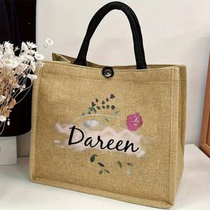 Bolsa de Mano de Lino, Ideal para Cumpleaños, Amplia para el Trabajo, con Texto Personalizado, Regalo para Mamás, Bolsa de Uso Diario - Product Image 1