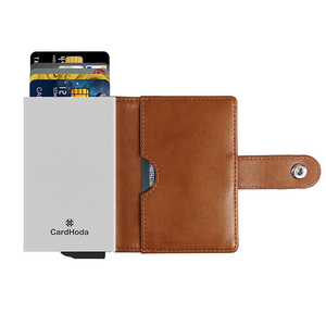 Tarjetero con Bloqueo RFID Personalizado, Cartera de Aluminio y Cuero, Anti-Robo, Tarjetero Delantero, Cartera Corta de Moda, PU Unisex - Product Image 1