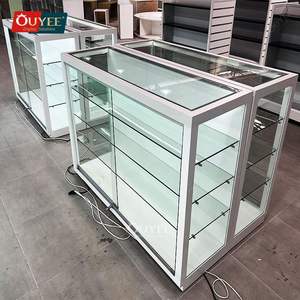 Tienda de tabaco Estante de exhibición minorista Marco de madera Estantes de vidrio Tienda de humo Escaparate de vidrio corto Escaparate de tienda de humo con luz - Product Image 1