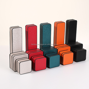 Boîte à bijoux LED en cuir PU bleu <span class=keywords><strong>avec</strong></span> logo estampé or, emballage de luxe pour bijoux, boîtes à bagues personnalisées <span class=keywords><strong>avec</strong></span> lumières - Product Image 2