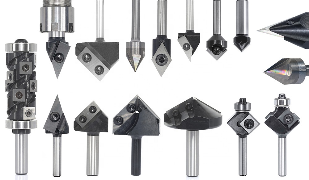CNC 60-Degree V-Shaped Router Bits with Carving Insert Knife