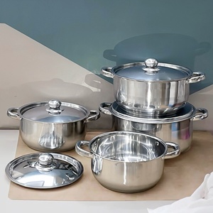 Set di pentole e pentole in acciaio inossidabile colorato 4 pezzi Set di pentole e pentole da cucina Set di pentole a Gas Set di pentole a induzione casseruola - Product Image 3