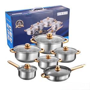 Bộ nồi chảo chống dính bằng thép không gỉ chất lượng cao, cấp thực phẩm, <span class=keywords><strong>12</strong></span> món, gồm nồi nước dùng, nồi hầm, chảo rán dùng cho nhà bếp - Product Image 1