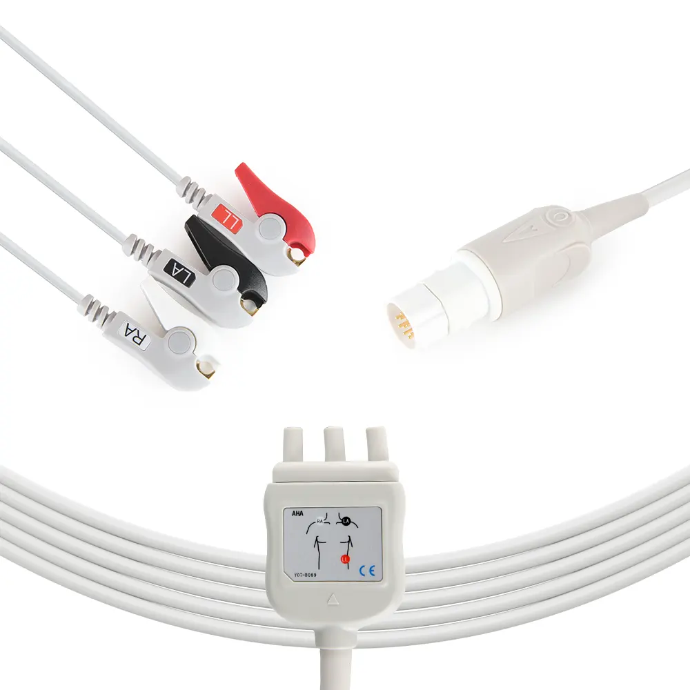 Compatible Dragerr um1/PB8800 3 cables ECG Cable, AHA Clip ECG Cable