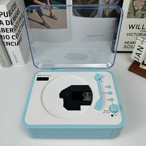 Reproductor de CD Estilo Tocadiscos Vintage, Conexión Inalámbrica, Cubierta Acrílica Antipolvo, Caja de Música Retro Portátil con Control de Perilla, Regalo Decorativo - Product Image 5