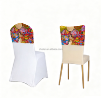 Housse de chaise personnalisée avec logo pour chaise de réception, motif coloré Moseb d'Éthiopie, avec bande décorative et couvre-pieds
