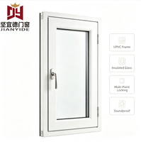 Ventanas Abatibles de PVC con Doble Acristalamiento, Diseño Moderno Chino, para Cocina y Escuela, Resistentes al Viento y al Sonido