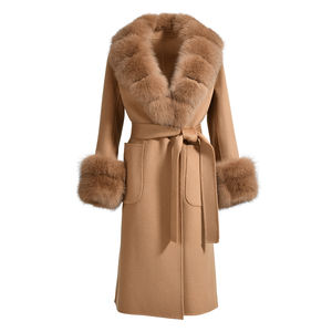 Jxwatcher <span class=keywords><strong>Cappotto</strong></span> in Lana di Alta Qualità per Donna, Realizzato a Mano <span class=keywords><strong>con</strong></span> Vera <span class=keywords><strong>Pelliccia</strong></span> di Volpe al 100% - Product Image 1