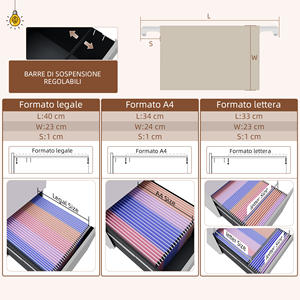 Vinsetto Gabinete Oficina 3 Cajones con Barra Ajustable y Bandeja, Acero, 37x43,5x60 cm, Blanco - Product Image 5