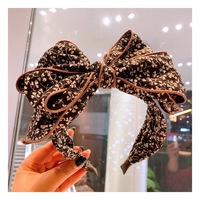 Headband pita besar bergaya peri, desainer Korea, vintage, motif bunga, multi-layer, dengan kawat