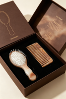 Brosse à cheveux en acétate d'ambre personnalisée en gros de l'usine JUNYI avec picots en nylon et peigne à dents larges en TPR – Kit de soin quotidien