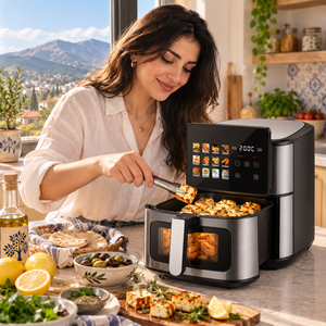 Friteuse à air compacte 1800W 8.0L avec fenêtre de visualisation, fonction de minuterie et de programmation pour usage en cantine KA23062 - Product Image 1