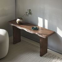 Table console en bois massif Wabi Sabi à bord naturel irrégulier, table d'entrée, table de couloir rustique, table d'appoint longue pour couloir