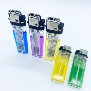 Cheapest flint lighter Transparent Plastic Disposable Big Lighter with logo
