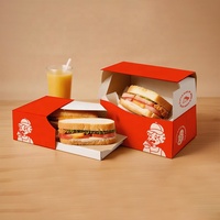 Caja de pollo frito personalizada con asa, fiambreras para llevar impresas reciclables, embalaje con logotipo para restaurante de comida rápida