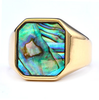 XILIANGFEIZI Bague en acier inoxydable à coquilles d'ormeau, style euro-américain, tendance et très vendue, pour cadeau de petit ami