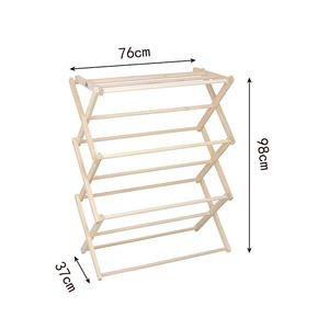 Portable en bois massif debout cintre Airer vêtement pliable <span class=keywords><strong>pliant</strong></span> en bois vêtements étendoir - Product Image 2
