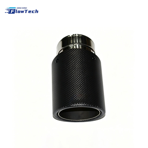 FlowTech Universal Carbon Fiber <b>Exhaust</b> <b>Muffler</b> Tip with 304 Stainless Steel Core and Glossy Black Finish for Performance Car - Product Image 2
