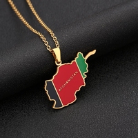 Mode Afghanistan Carte Drapeau Pendentif Colliers Pour Femmes Hommes Or Argent Couleur Charme Afghan En Acier Inoxydable Bijoux Cadeaux