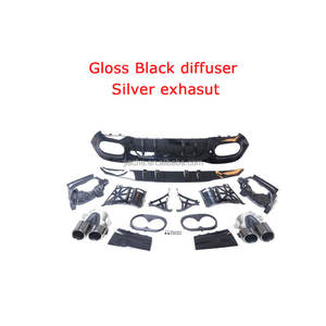 Difusor Trasero Negro PP con Puntas de Escape + Soportes para <span class=keywords><strong>Mercedes</strong></span> Benz Clase A W177 <span class=keywords><strong>A180</strong></span> A200 A160 A250 A35 A45 <span class=keywords><strong>AMG</strong></span> Sedán 2020+ - Product Image 3