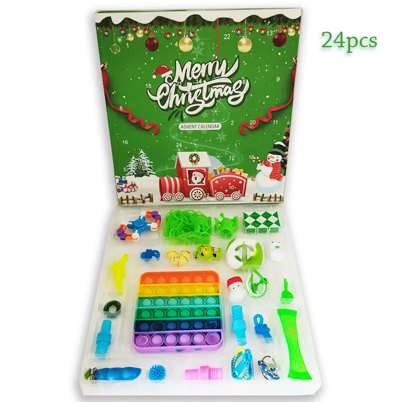 2021 Kerst Countdown Blind Doos 24 Zintuiglijke Fidget Speelgoed Set Pack Bubble <span class=keywords><strong>Spinners</strong></span> Fidget Advent Kalender Fidget Cadeaus Voor Kinderen