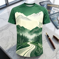 T-shirt de course à manches courtes 100 % polyester à séchage rapide, impression par sublimation intégrale personnalisée OEM, design imprimé sur toute la surface
