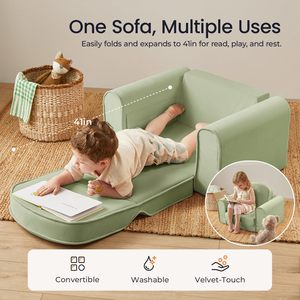 Canapé-<span class=keywords><strong>lit</strong></span> pliable 2 en 1 de qualité supérieure pour enfants, fauteuil rembourré en mousse souple, convertible, multifonctionnel, pour salle de jeux - Product Image 3