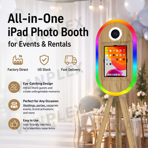 Cabina de Fotos Ovalada con Acabado de Madera para iPad de 10.2-13 Pulgadas, Soporte para Cámara DSLR, Kiosco para Bodas, Fiestas, Eventos, Alquiler, Negocios - Product Image 1