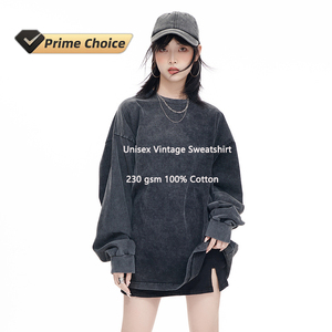 เสื้อสเวตเตอร์คอกลมของผู้ชายผ้าฝ้าย100% แบบกำหนดเองระบายอากาศได้ดีลดริ้วรอยไหล่ปล่อยกรดสีพื้นสำหรับฤดูหนาว - Product Image 1
