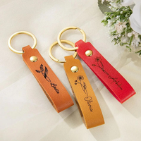Porte-clés en cuir personnalisé Porte-clés gravé personnalisé Cadeaux du mois de naissance Porte-clés en cuir PU Porte-clés en cuir personnalisé