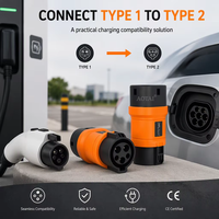 Adaptateur de charge EV de type 1 à type 2 32A, adaptateur J1772 vers type 2 pour charger les véhicules électriques de type 2 avec des chargeurs de type 1