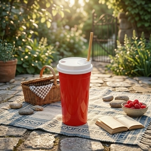 PP <b>Plastic</b> <b>Cup</b> with Lid Reusable Dual Opening Sip Straw Cap Colorful Matte Finish Bubble Tea Coffee Tumbler - Product Image 1