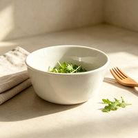 Ensemble de bols en céramique de style Japandi blancs, empilables, compatibles lave-vaisselle, sans plomb, faits à la main, pour salade