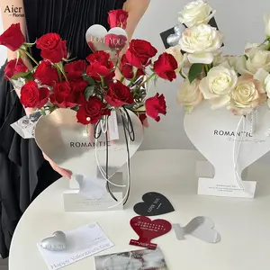  Aierflorista cestas de flores oco, flores de papel buquê com alça, caixa de papel de proteção ambiental
